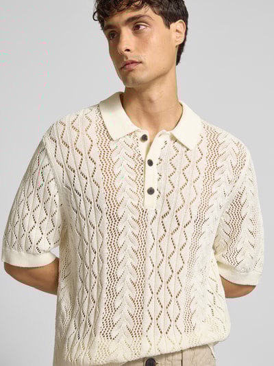 ANNARR Regular fit poloshirt met knoopsluiting, model 'MANI' Offwhite - 3