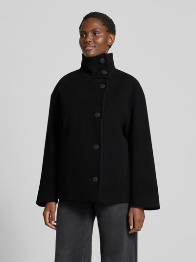 Armedangels Loose fit lange jas van wol, model 'MAJELAA WOOL' Zwart - 4