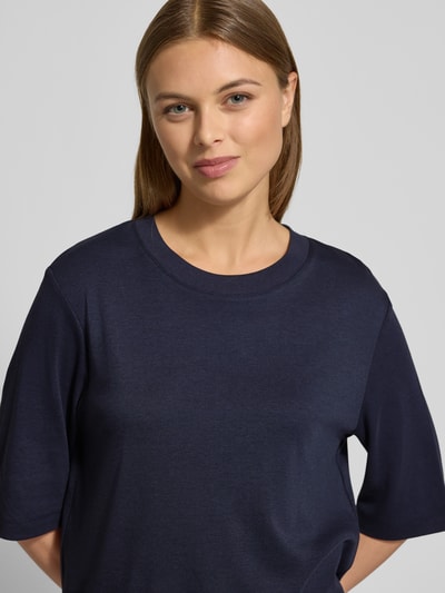 Stefanel Boxy Fit T-Shirt aus Viskose-Baumwoll-Mix mit 1/2-Arm Marine 3