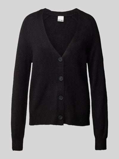 ICHI Gebreide cardigan met V-hals, model 'Kamara' Zwart - 2