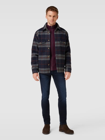 MCNEAL Strickjacke mit Label-Stitching Aubergine meliert 1