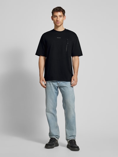 HUGO T-Shirt mit Label-Print Modell 'Doforesto' Black 1