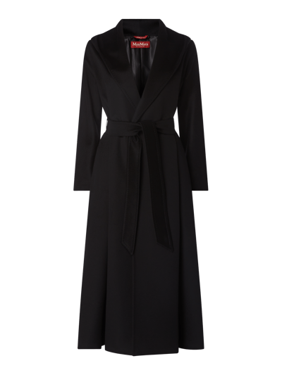 Max Mara Studio Wollmantel aus Schurwolle mit Taillengürtel Modell 'Venaco' Black 1