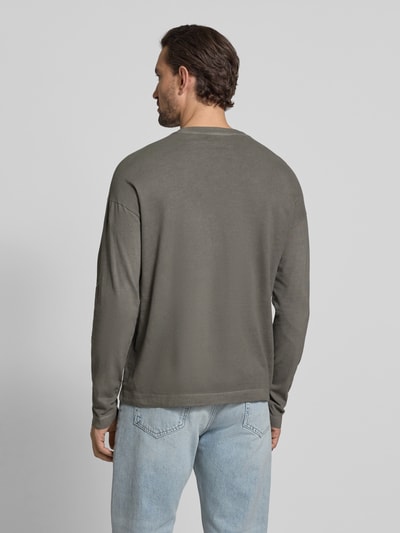 Drykorn Bluzka z długim rękawem i okrągłym dekoltem model ‘MARRIO’ Kamienny 5