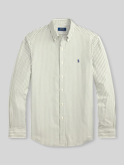 Produktfoto, Custom Fit Freizeithemd aus reiner Baumwolle von Polo Ralph Lauren, efekt: wzór w paski, krój custom fit, kołnierzyk typu kent, listwa guzikowa jednorzędowa, długi rękaw, mankiet, lekko zaokrąglone wykończenie, materiał: bawełna, wyhaftowane logo.