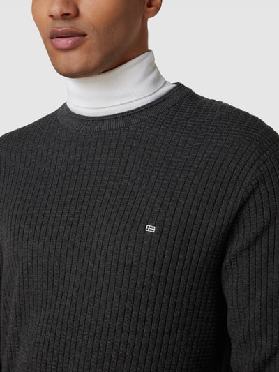 Christian Berg Men Gebreide pullover met structuurmotief Donkergrijs gemêleerd - 3