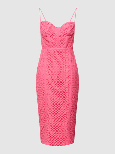 Bardot Knielanges Kleid mit Spitzenbesatz Modell 'CHARLEY' Pink 2