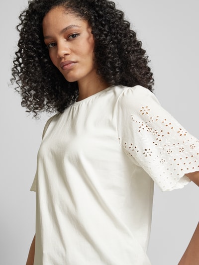 YAS T-shirt met broderie anglaise, model 'YASLEX' Offwhite - 3