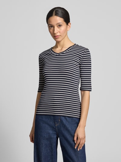 Christian Berg Woman Longsleeve mit 3/4-Arm und V-Ausschnitt Dunkelblau 4