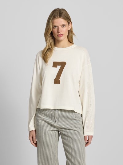 Review Strickpullover mit überschnittenen Schultern Offwhite 4