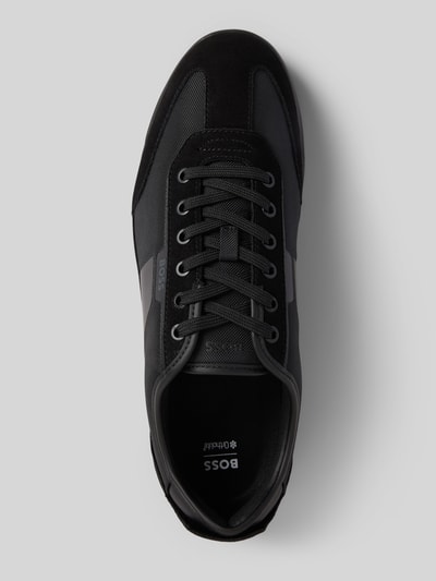 BOSS Low Top Sneaker mit Velours-Optik-Applikationen Modell 'NITAN' Black 3