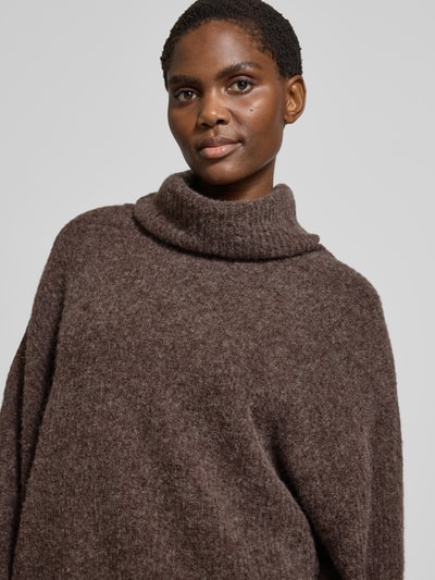 GUIDO MARIA KRETSCHMER WOMAN Oversized gebreide pullover met col, model 'Insa' Chocoladebruin - 3
