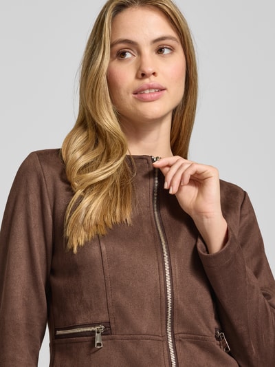 ZABAIONE Kunstlederjacke mit Zierreißverschluss Mittelbraun 3
