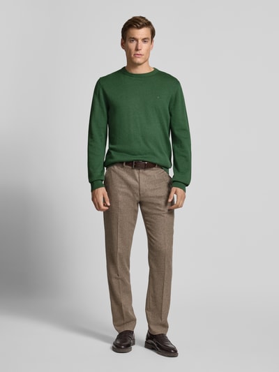 Christian Berg Men Gebreide pullover met ribboorden Olijfgroen gemêleerd - 1