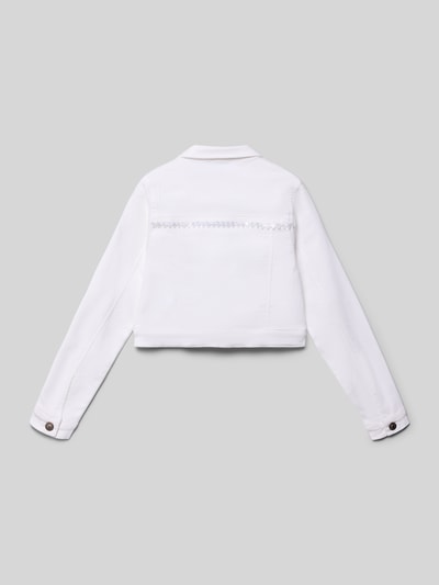 Productfoto, witte Regular Fit Jacke met Pailettenbesatz van DANAMADE, elastisch katoenmix, florale details, borstzakken, omgeslagen kraag