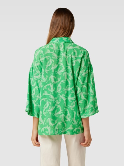 Object Overhemdblouse met all-over motief, model 'Rio' Groen - 5