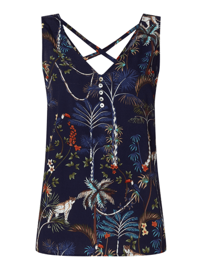 s.Oliver RED LABEL Blousetop van viscose met bloemenmotief  Donkerblauw - 1