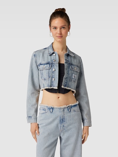 Calvin Klein Jeans Kurtka jeansowa krótka z postrzępionym dołem Jasnoniebieski 4