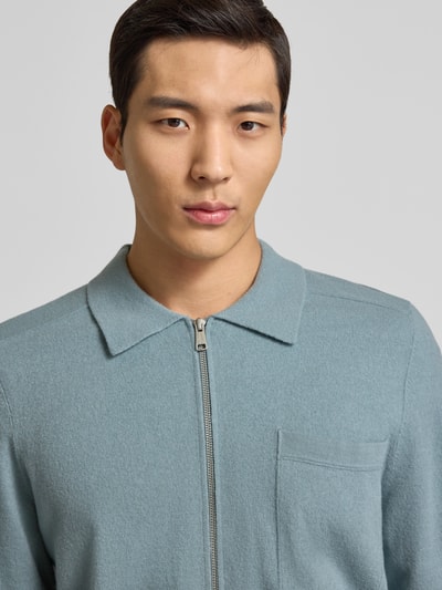 Marc O'Polo Regular Fit Strickjacke aus Schurwoll-Mix Eisblau 3