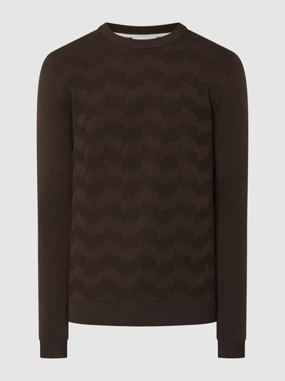 Selected Homme Pullover mit strukturiertem Muster Modell 'Romen' Dunkelbraun 2
