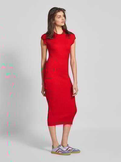 Tommy Hilfiger Midikleid in Ripp-Optik Rot 1