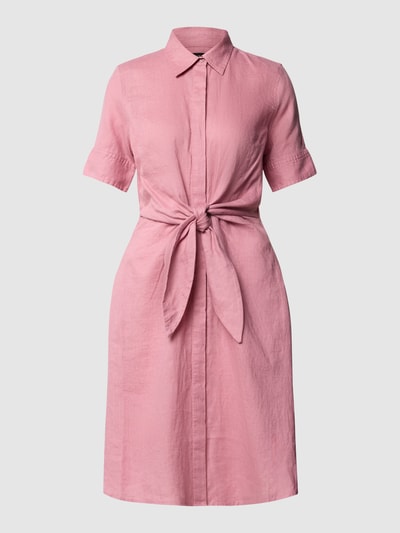 Lauren Ralph Lauren Knielange linnen jurk met strikceintuur, model 'WAKANA' Oudroze - 2