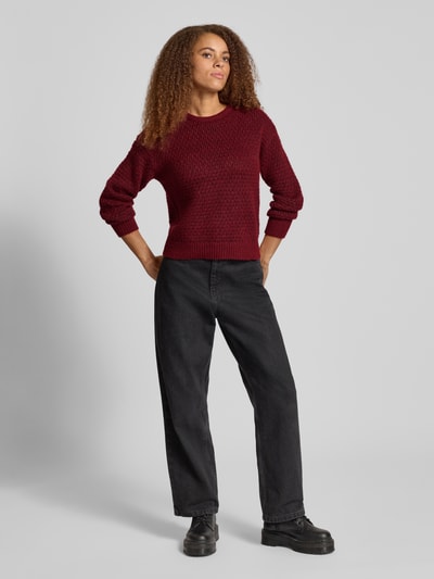 JJXX Strickpullover mit gerippten Abschlüssen Modell 'MILLY' Bordeaux 1