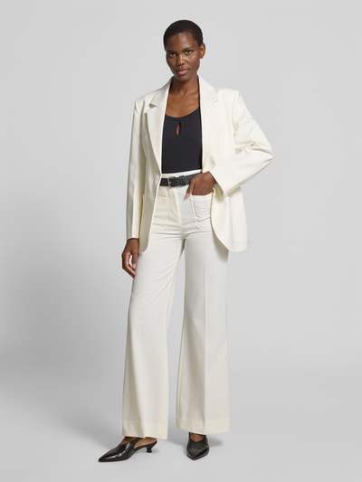 Victoria Beckham Flared Fit Stoffhose aus Woll-Mix Weiss 1
