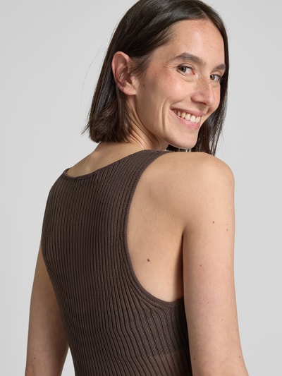 Mango Stricktop in semitransparentem Design Modell 'GERANIO' Dunkelbraun 3