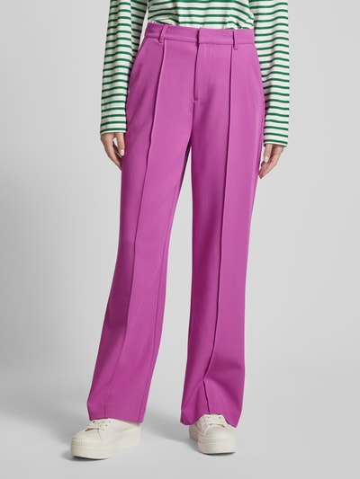 Colourful Rebel Straight fit stoffen broek met viscose en knoopsluiting Fuchsia - 3