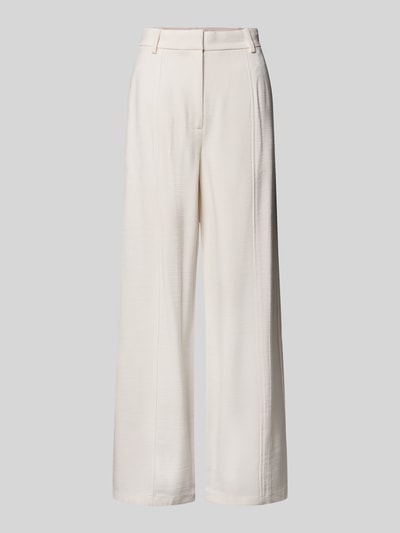 Produktfoto, Wide Leg Anzughose aus Viskose-Mix von Calvin Klein Womenswear in Optik: Unifarben, Strukturiert, Strukturmuster, Passform: Wide-Leg, Gürtelschlaufen, Schiebehaken, Knopf und verdeckter Reißverschluss, seitliche Eingrifftaschen, Paspeltaschen, Material: Viskose-Mix