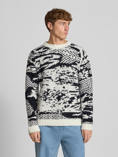 Edwin Gebreide pullover met ronde hals, model 'PANKU' Wit - 4