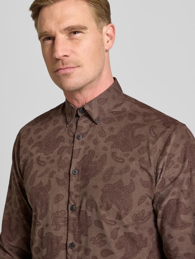 Lindbergh Relaxed Fit Freizeithemd aus Feincord mit Button-Down-Kragen Dunkelbraun 3