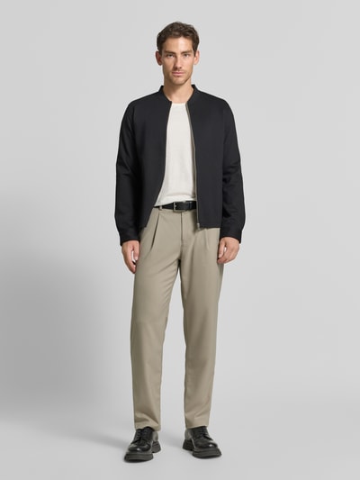 Lindbergh bluza rozpinana o kroju slim fit ze stójką Czarny 1