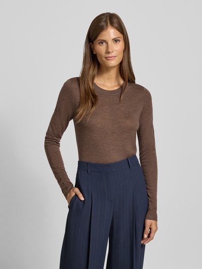 Christian Berg Woman Selection Wollpullover aus reiner Wolle Mittelbraun Mel 4