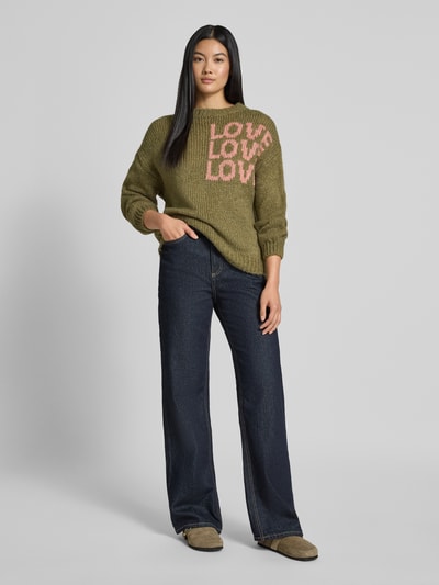ZABAIONE Relaxed fit pullover met viscose, model 'Dela' Kaki - 1
