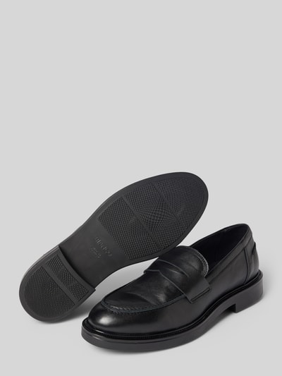 Produktfoto, Loafer mit leicht profilierte Sohle von BIANCO in Schwarz, glatte Optik, abgerundete Passform, Logo-Detail, strukturierte Sohle
