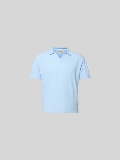 Officine Générale Poloshirt mit V-Ausschnitt Hellblau 2