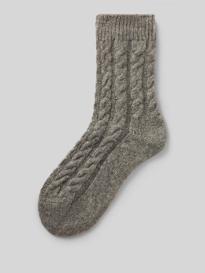camano Socken mit Zopfmuster Modell 'Cosy' Hellgrau 1