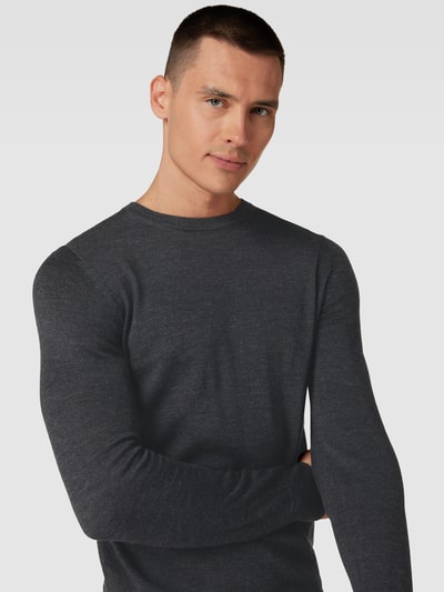 Christian Berg Men Pullover aus Woll-Mix Anthrazit Melange 3