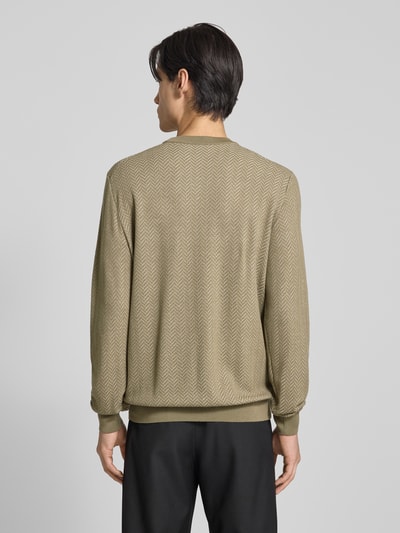 BOSS Sweter o kroju regular fit z mieszanki żywej wiskozy model ‘HABITO’ Błotnisty 5