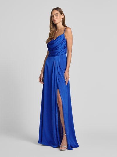 TROYDEN COLLECTION Avondjurk met cascadehals Koningsblauw - 1