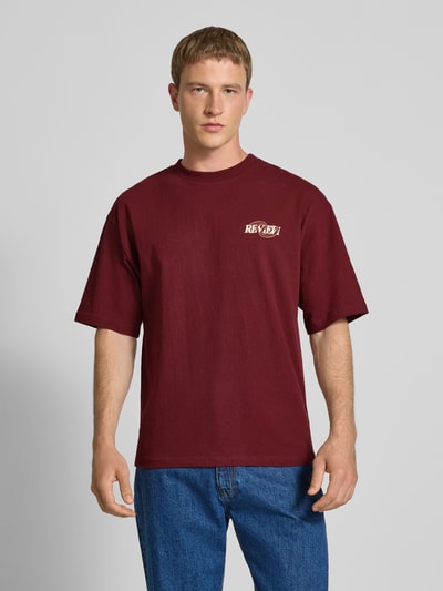 REVIEW Oversized T-shirt met labelprint en ronde hals Roestrood - 4