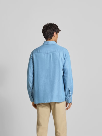 Officine Générale Freizeithemd aus reinem Lyocell Jeansblau 5