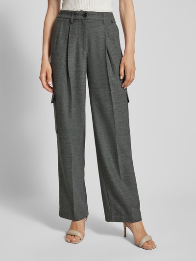 Marc Cain Wide leg stoffen broek met bandplooien Zwart - 4