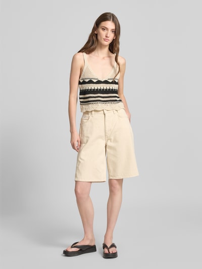 Only Regular Fit Strick Tank Top aus Baumwoll-Mix Modell 'MERIDA' Metallic Black 1