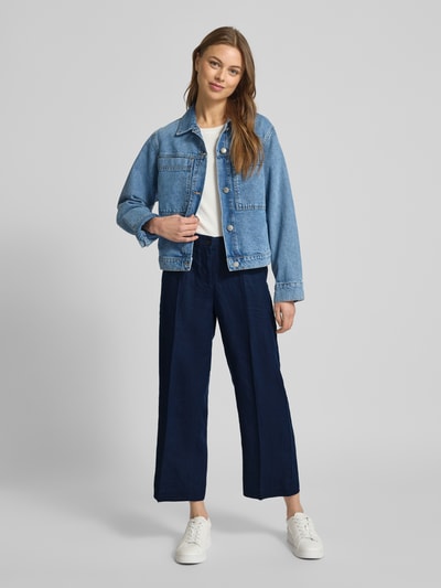 Brax Straight Leg Leinenhose mit verkürztem Schnitt Marine 1