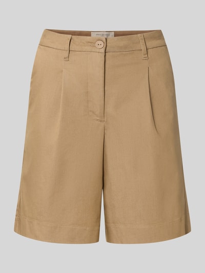 Produktfoto, Bermudas mit Gesäßtaschen Modell 'HAYE' von FREE/QUENT aus Material-Mix mit Viskose-Anteil, Regular-Fit, sandfarben, sichtbarer Knopf-Reißverschluss, Bundweite 41 cm, Innenbeinlänge 22 cm bei Größe S
