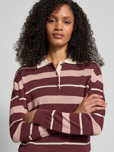 Jake*s Collection Strickpullover mit Polokragen Aubergine 3