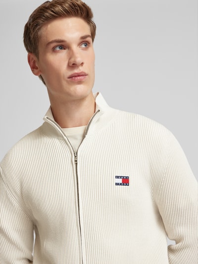 Tommy Jeans Kurtka z dzianiny o kroju slim fit z naszywką z logo Beżowy 3